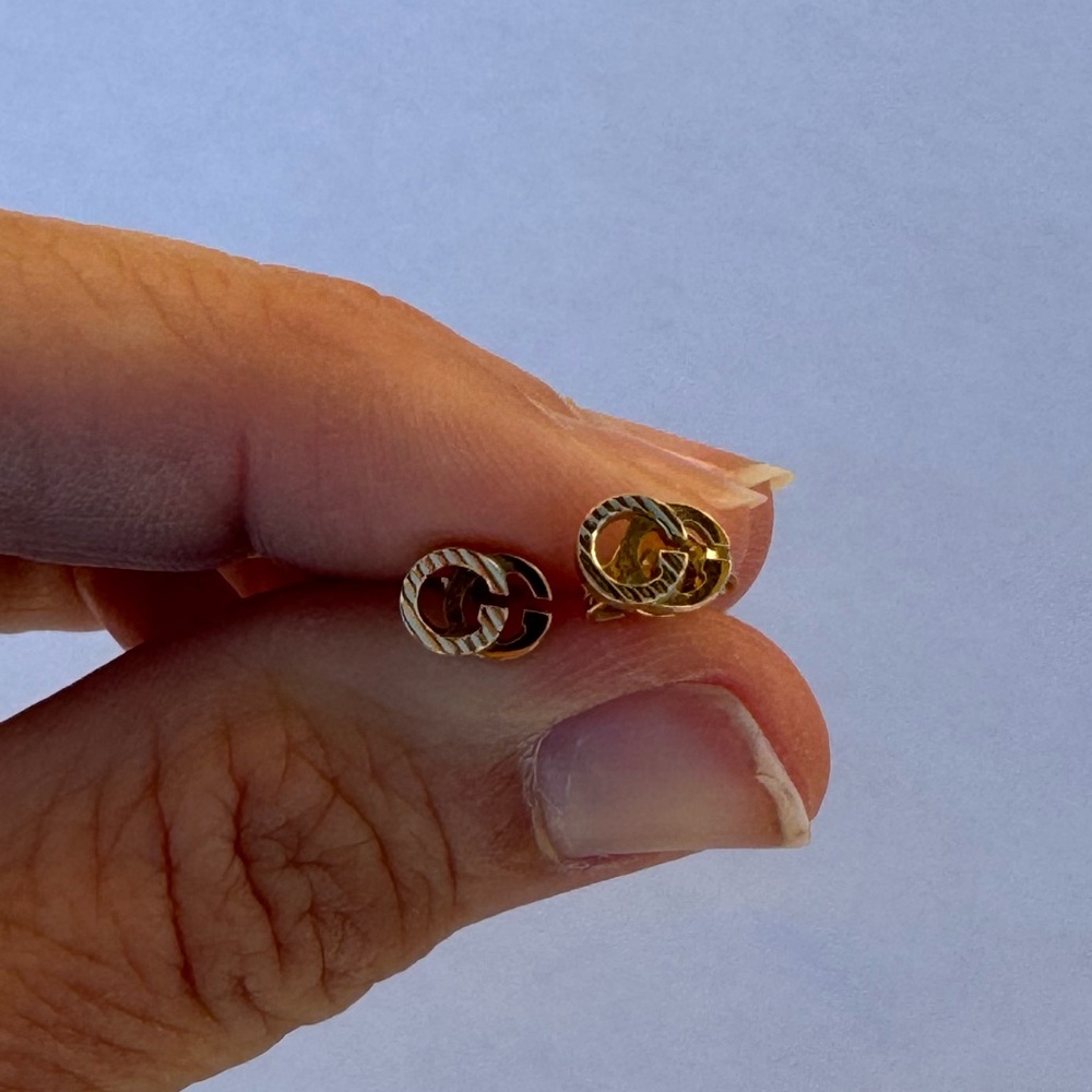 Gucci GG Yellow Gold Running Stud Earrings